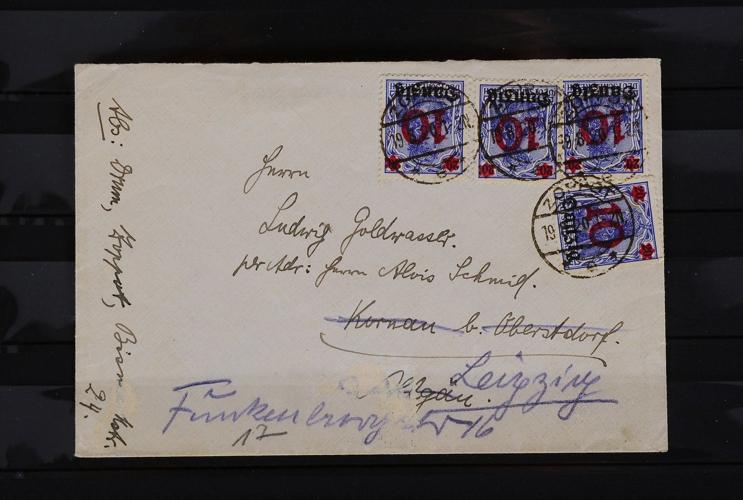 Briefmarken (Polen): 'Danzig', eingangs interess. mehrf. frank. Brief (sehr ergiebige Slg.)