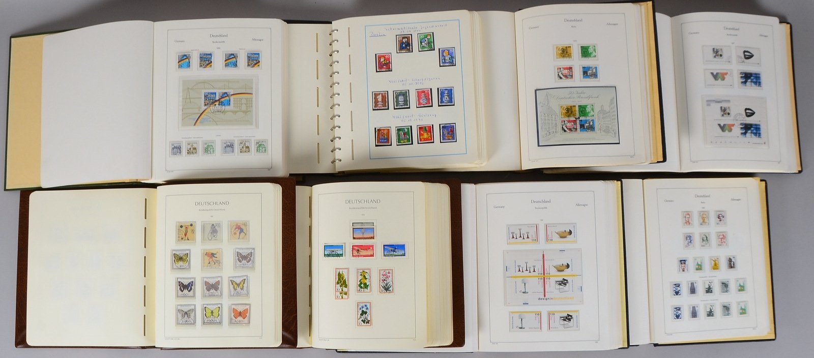 Briefmarken (aus Nachlass): 8x Vordruckalben, 'Bund'/'Berlin' - xx und gest.