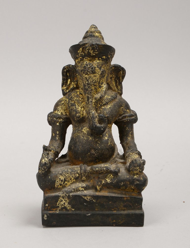 Bronzeskulptur (Indien), 'Ganesha - Elefantengottheit', Hohlguss, restverg.; Höhe 15 cm