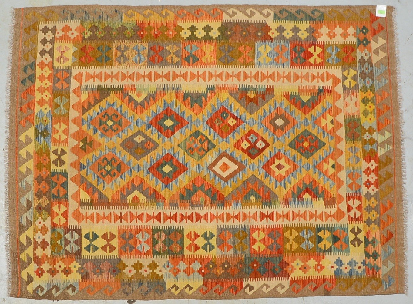 Kelim, fest gewebt, in gutem Zustand; Maße 202 x 152 cm