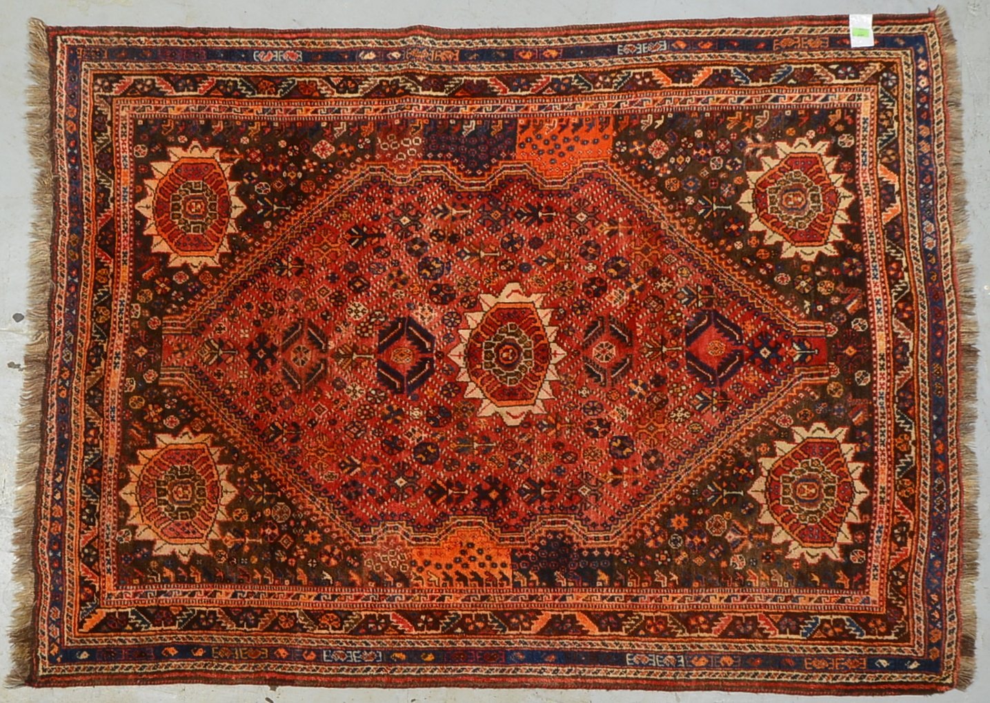 Ghashghai-Orientbrücke, auf Ziegenhaar gekn., Pflanzenf., guter Zust.; Maße 200 x 150 cm