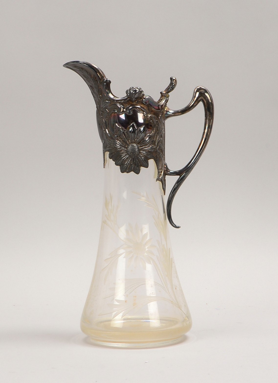 Topazio Cashquinha, Kristallglas-Karaffe/beschliffen, Silber-Mont. mehrf. gest.; Höhe 33,5 cm