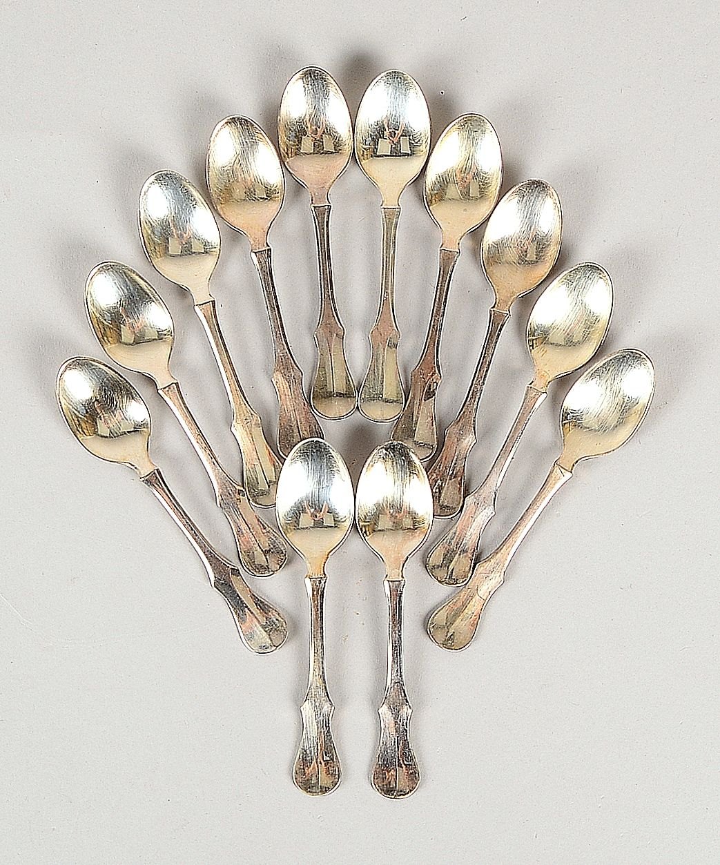 Robbe & Berking, Satz Mokkalöffel, 800 Silber, 12-teilig; Gewicht 173 g