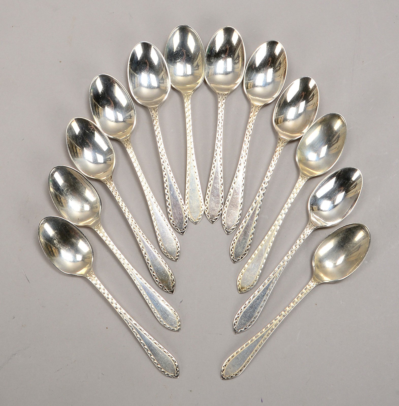 Satz Mokkalöffel/Zierlöffel (London), Sterlingsilber, 12 Stück; Gew. 80 g