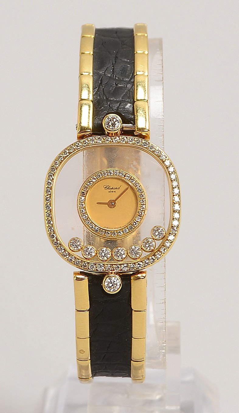 DAU Chopard 'Happy Diam.', Quarz, 750 GG-Geh., 88 Diam./zus. 0,64 ct, 9x Brill./0,54 ct