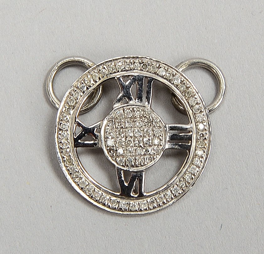Anh., 10 kt/417 WG (gest.), mit vielf. Diamantbes./ca. 0,35 ct, 'H/Vs-P'; Gew. 2,09 g