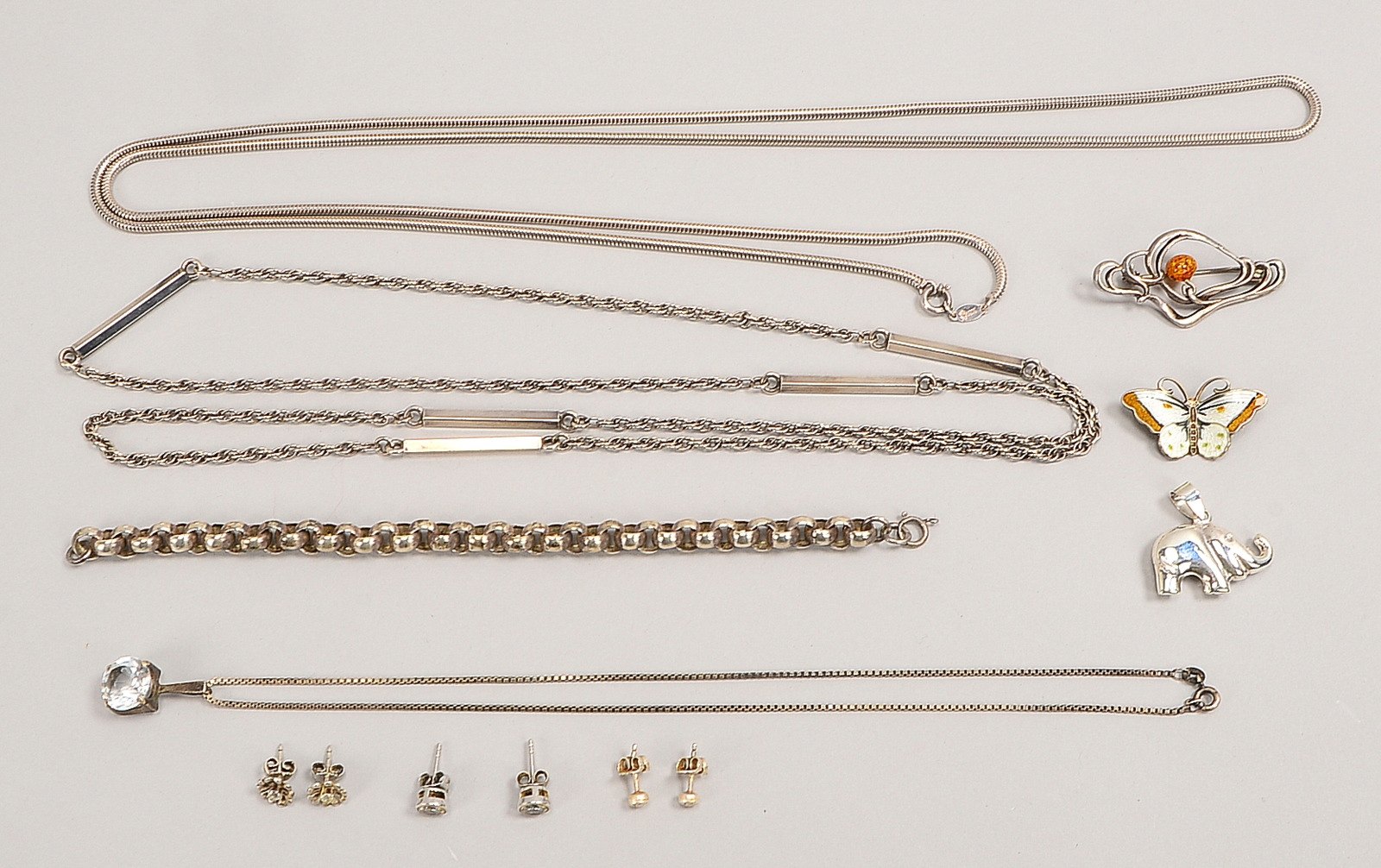 Silberschmuck-Konvolut, verschiedene Silbergehalte und Teile; Gew. 86 g