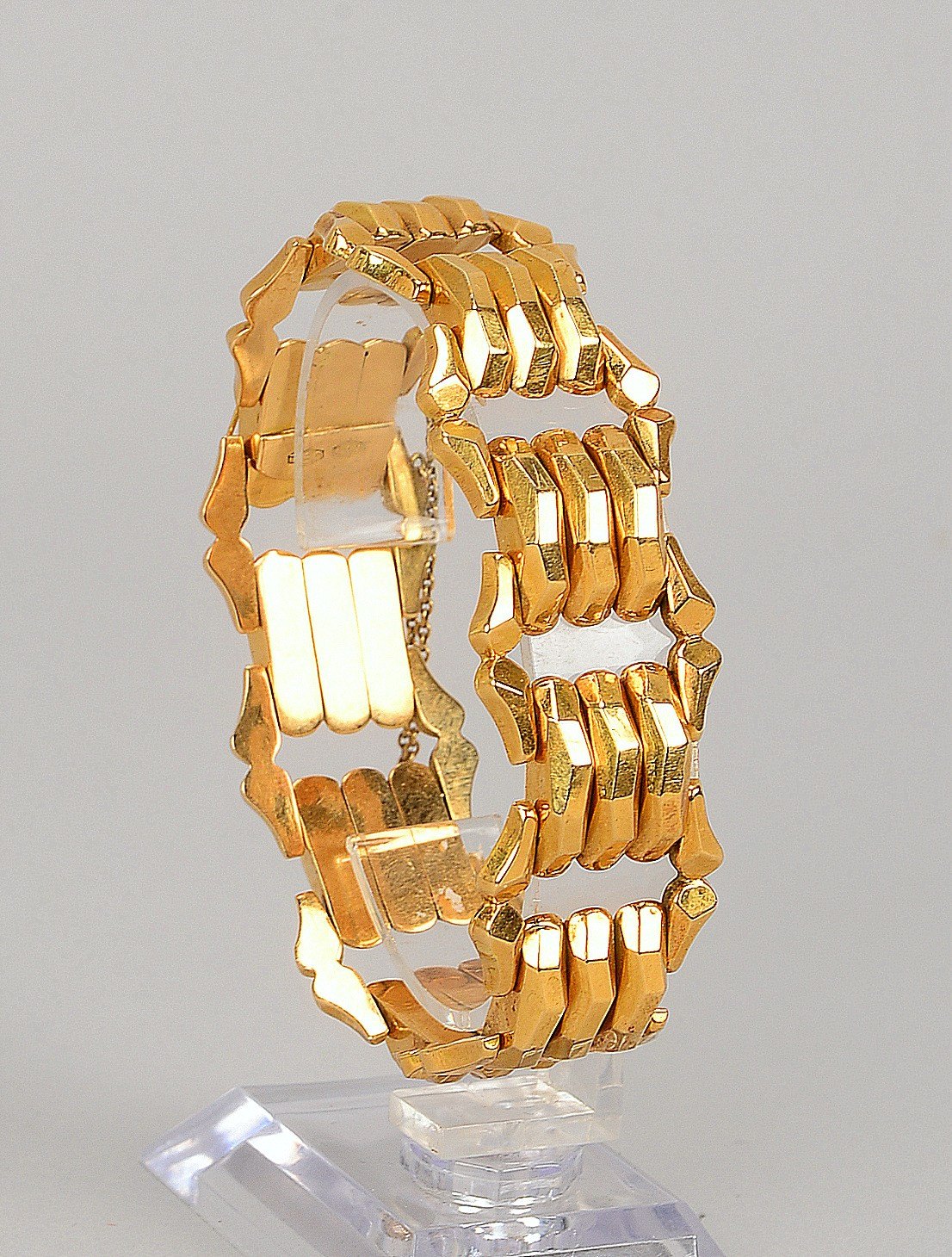 Armband, 750 GG (gest.), Backsteinoptik, Gold-Sicherheitsk./Schließe; Gew. 30,60 g