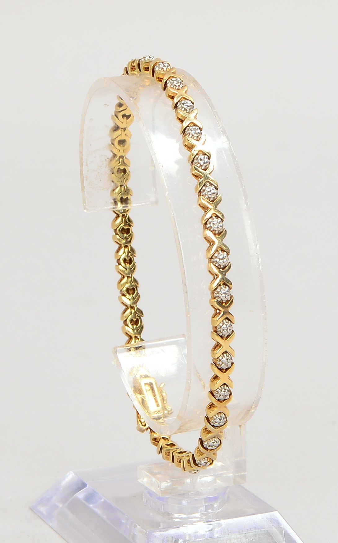 Tennisarmband, 925er Silber/vergoldet; Länge 20 cm, Gew. 11,67 g