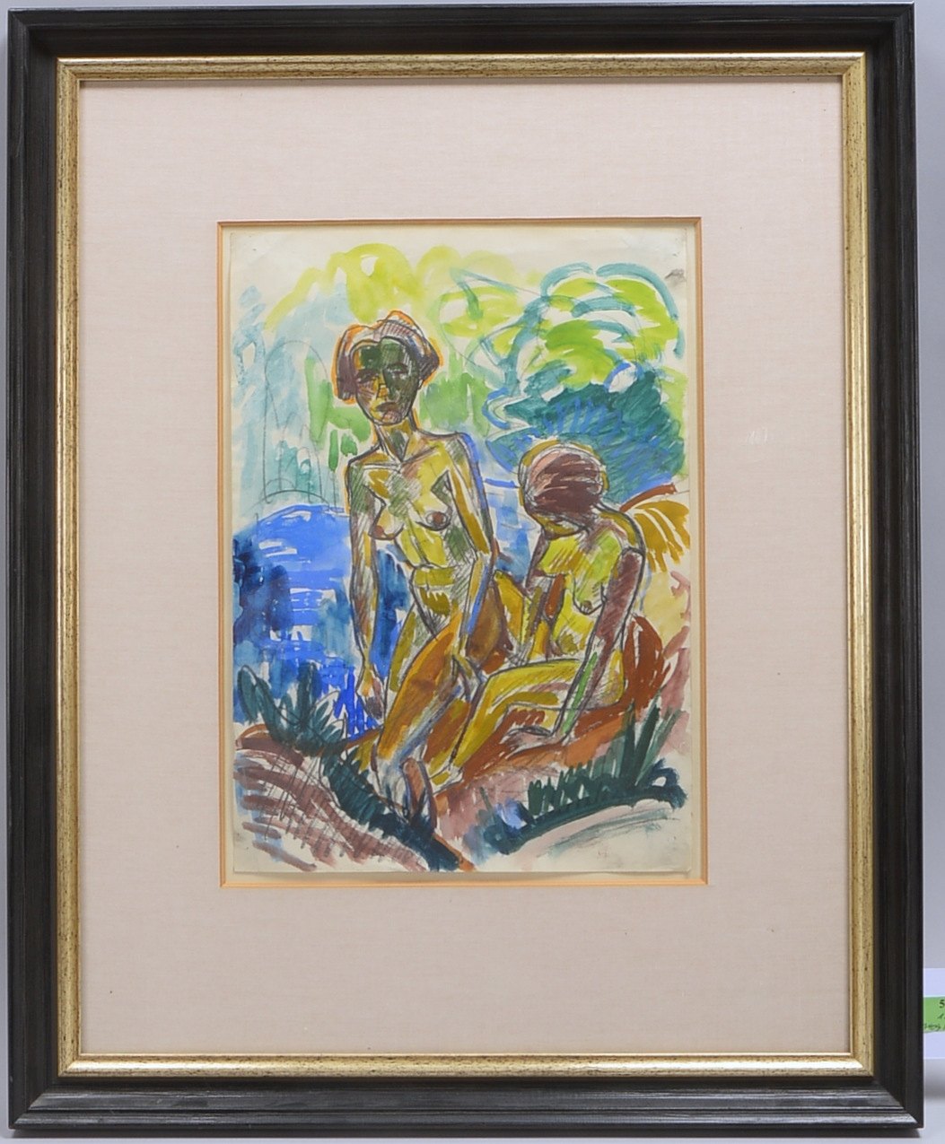 Schaefler, Fritz (zugeschr.), 'Badende', Bleistiftzeichn./Aquarell, unsign./verso ungepr., unter PP