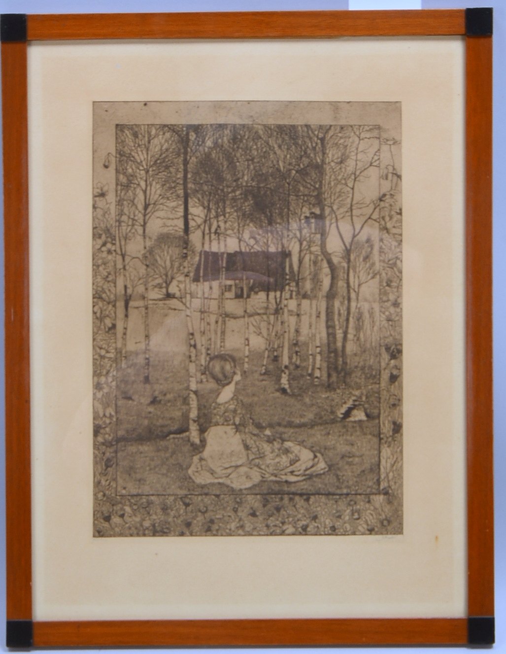 Vogeler, H., 'Frühling', Radierung, i.d. Platte sign./monogr.; Rahmenmaße 47,8 x 36,8 cm