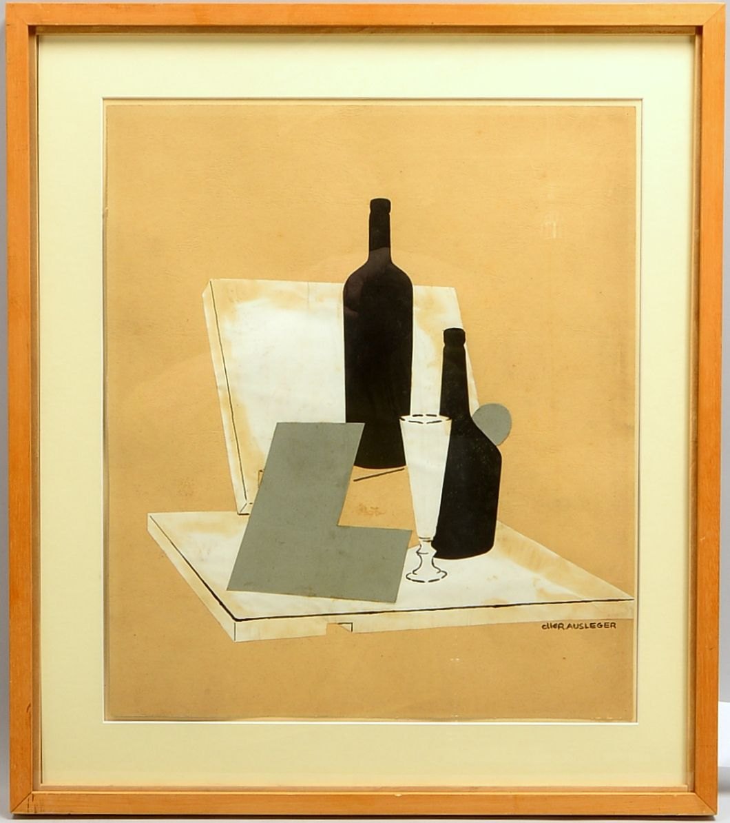 Ausleger, Rudolf, 'Kubistisches Stillleben', Gouache/Collage auf starkem Papier, sign./bez.