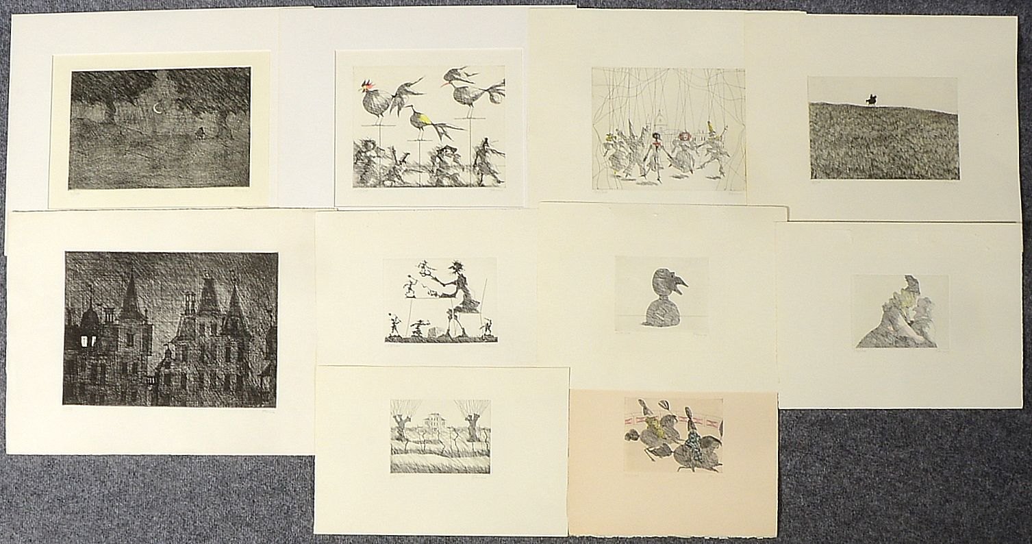 Flora, Paul, 10x Radierungen, unterschiedliche Themen, jew. numm./sign., ungerahmt