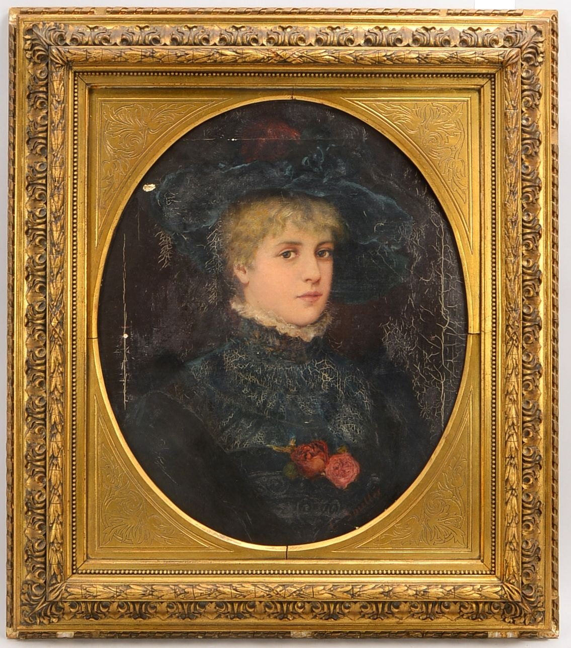 Spielter, C.J., 'Portrait einer jungen Dame', Öl/Lw, unten re. sign., im Prunkr.