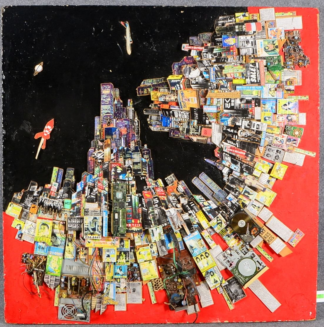 Roelofs, T.P., 'Tokio Tonight', Assemblage/Fotos, Texte, Elektronik-Teile, sign./dat.