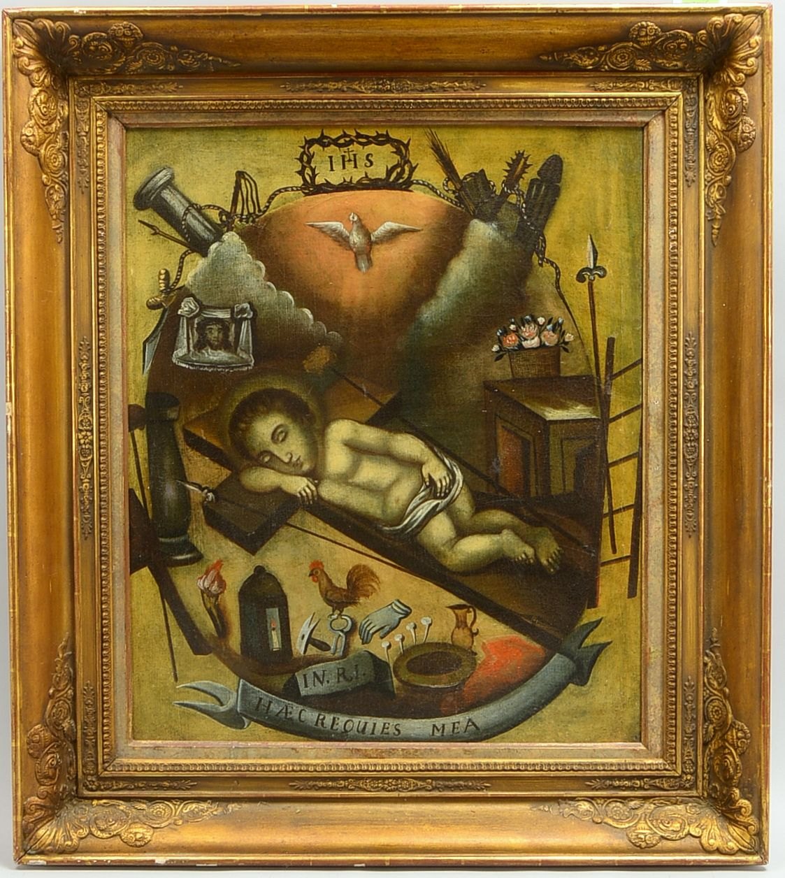 Votivbild (18. Jh.), Öl/Lw, Leinwand doubliert; Rahmenmaße 85 x 75 cm