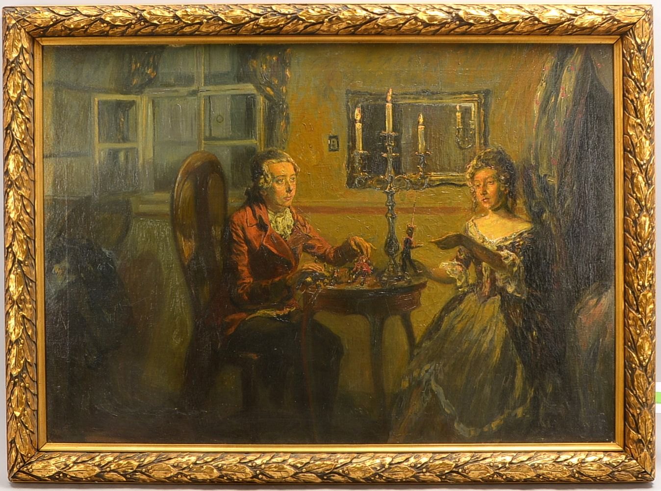 Friederici, Walter, 'Paar am Tisch', Öl/Lw, unten li. sign.; Rahmenmaße 83 x 113 cm