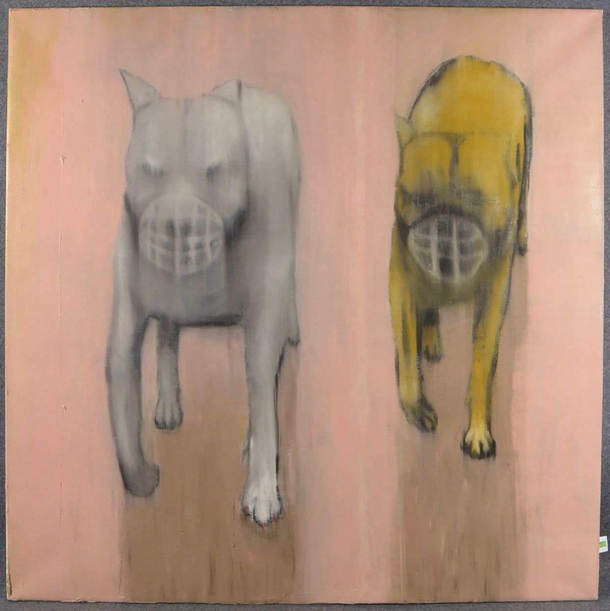 Gefken, Tom, 'Zwei Hunde', Öl/Lw, sign., dat. '2006' und bet.; Maße 200 x 200 cm