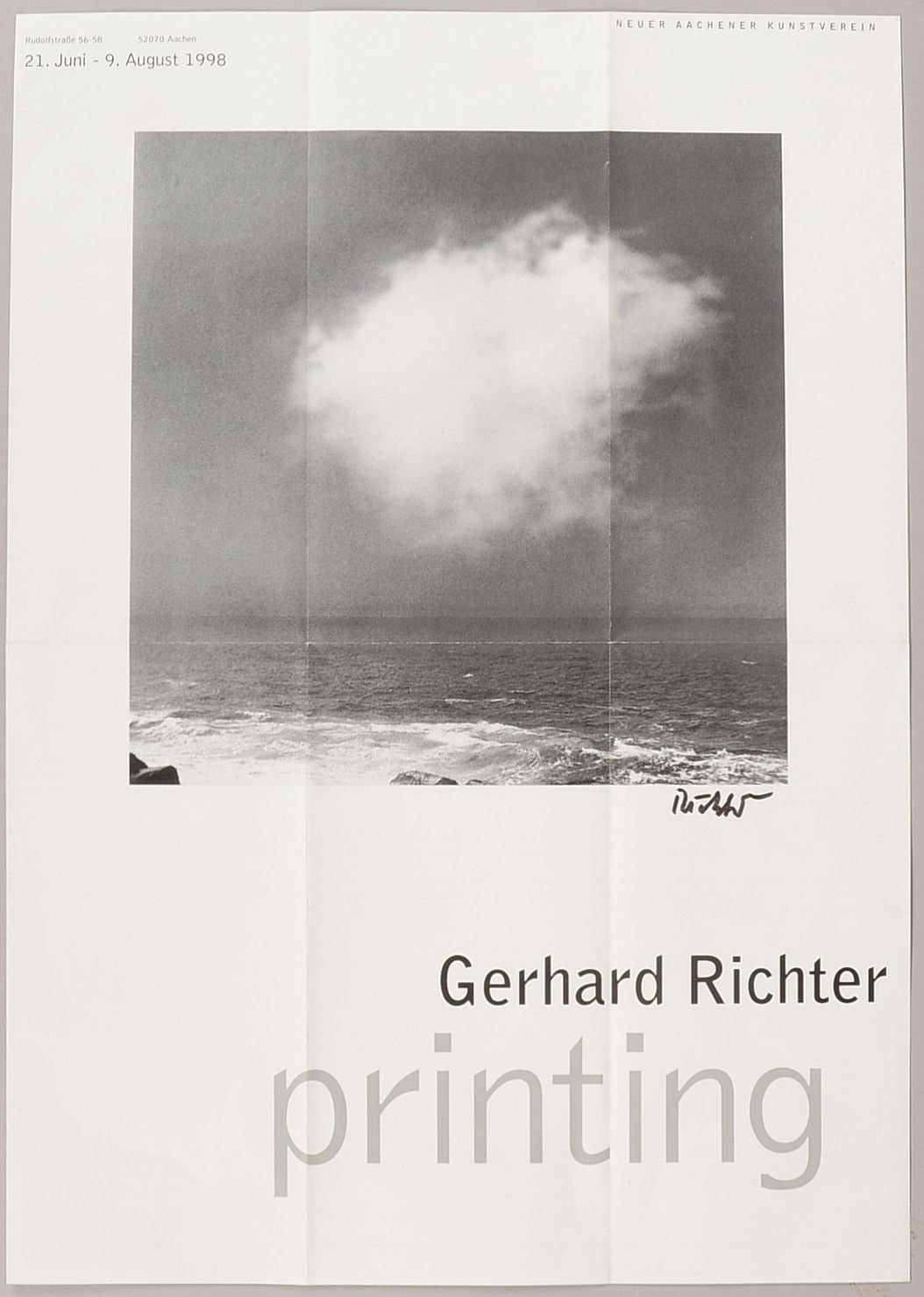 Richter, Gerhard (*1932 Dresden), Flyer zur Ausst. Aachen 1998, sign.; Maße ca. 42 x 29,5 cm