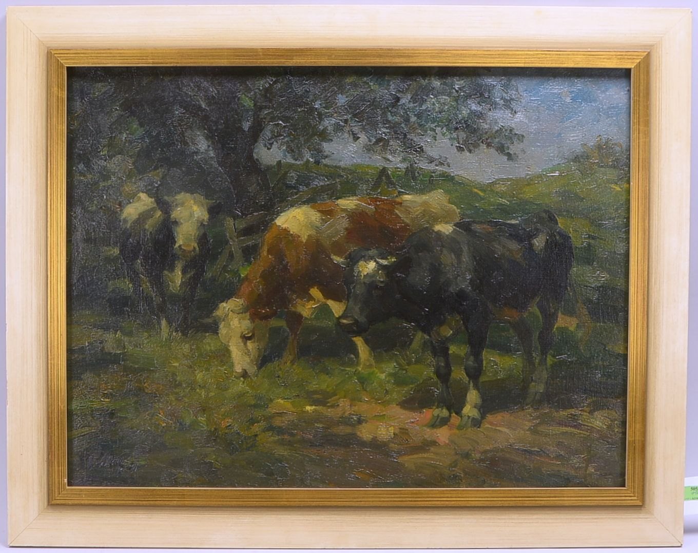 Wolf, Georg, 'Drei rastende Kühe'; Öl/Lw, unten li. sign./dat.; Rahmenmaße 76 x 96 cm