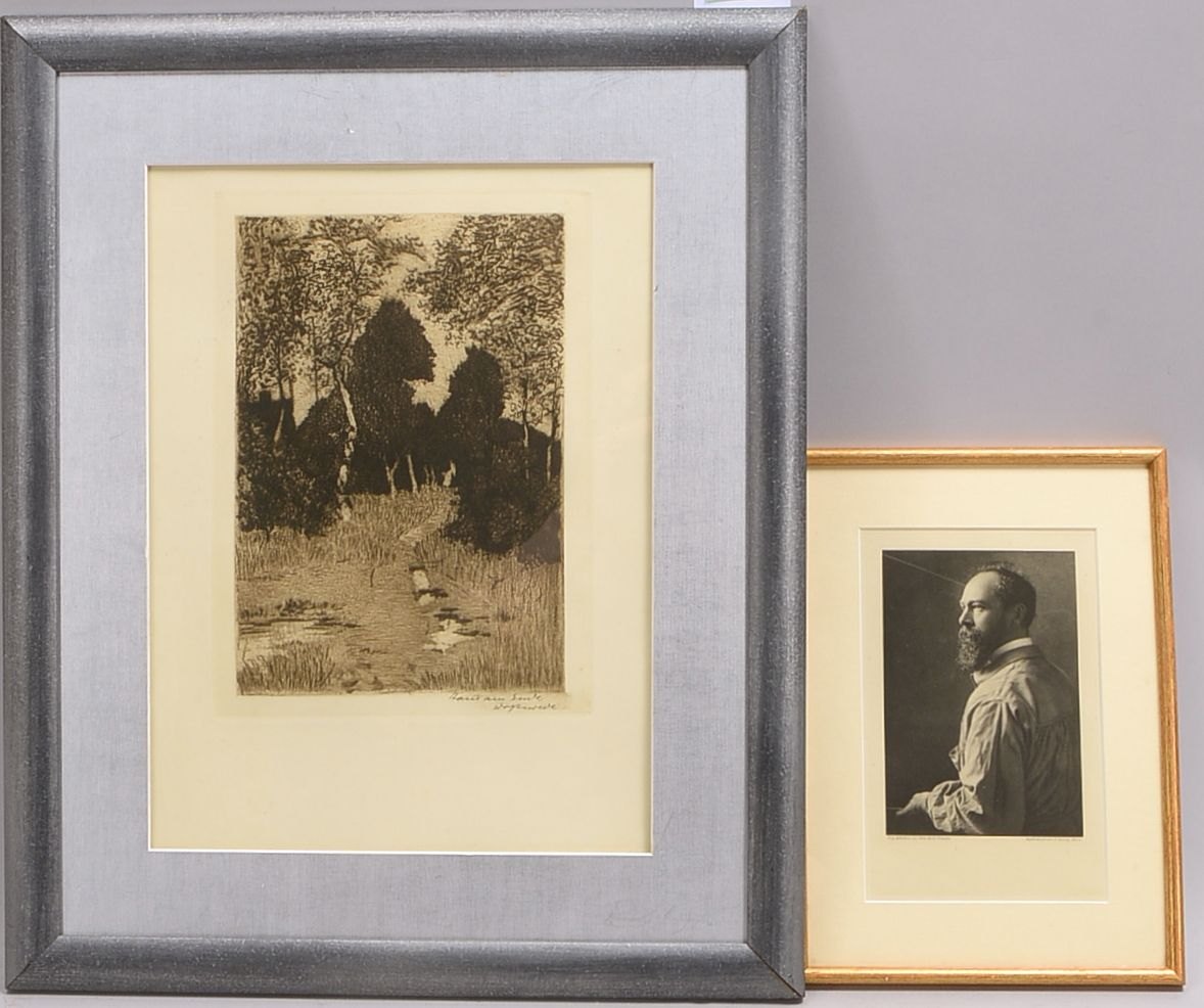 am Ende, Hans, 'Worpsw. Idyll...', Radierung, unten re. sign., hinter Glas; anbei Portrait