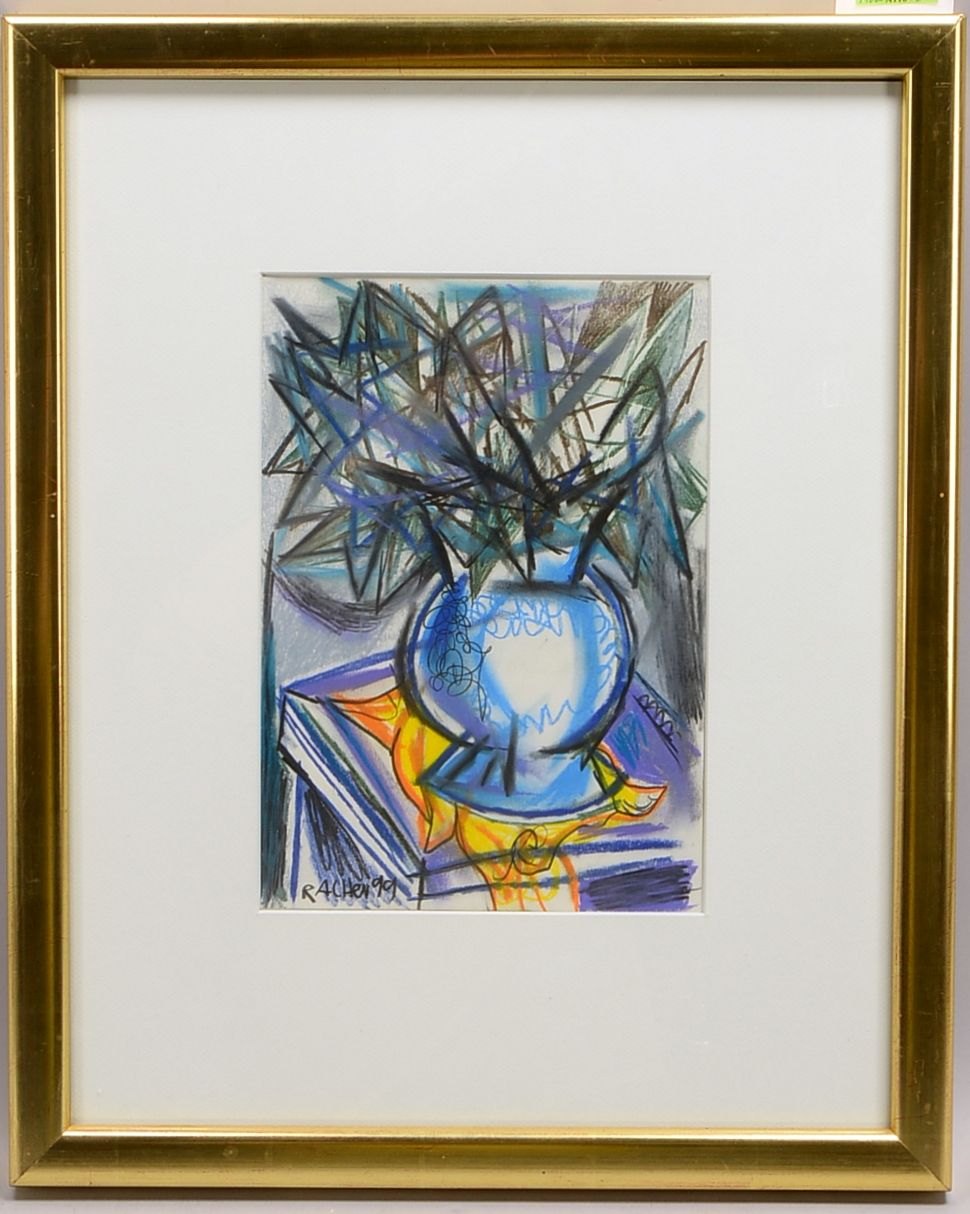 Rachev, Rumen, 'Blumen in Vase', Pastell, unten li. sign./dat. (19)'99', unter PP