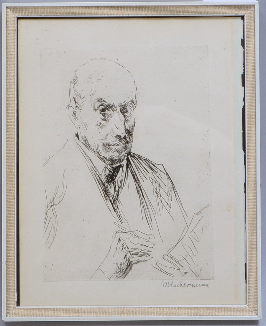 Liebermann, Max, 'Selbstbildnis beim Zeichnen', Radierung, sign., hinter Glas ger.