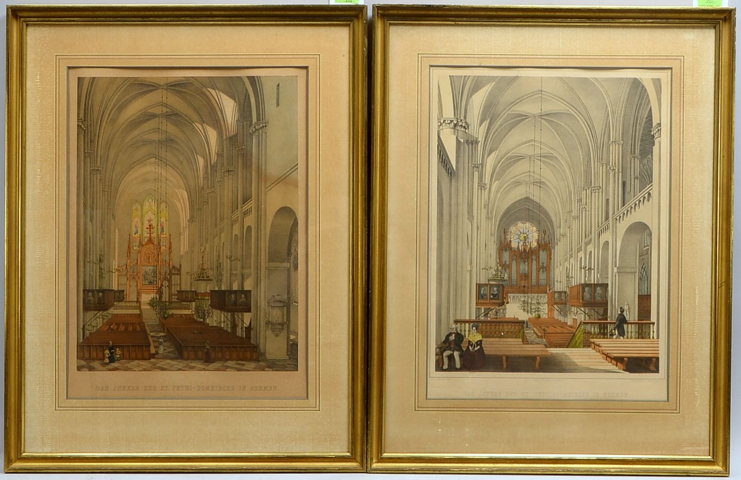 Borchel, F.A., 2 Farblithogr., 'Das Innere der St. Petri-Domkirche in Bremen', jew. bet./bez.
