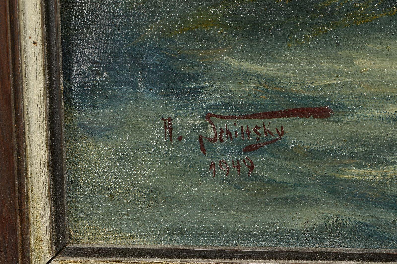 Schiltsky, H., 'Abendsonnenglanz...', Öl/Lw, unten li. sign.; Rahmenmaße 89 x 120 cm