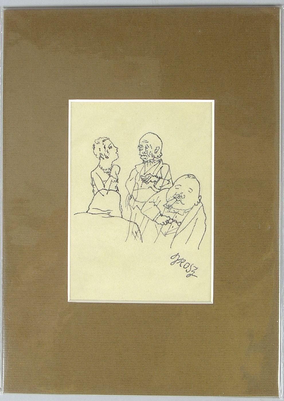 Grosz, George, 'Im Rauchsalon', Tusche-Federzeichnung, sign., unter PP; Maße ca. 14,5 x 10 cm