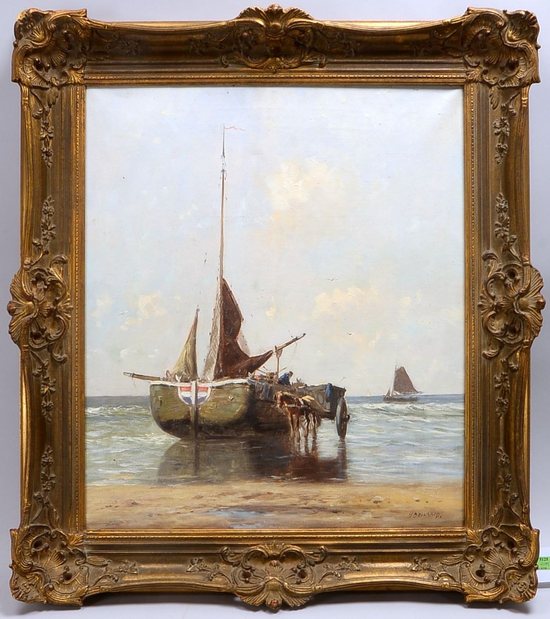 Bellaard, Henk, 'Krabbenfischer beim Löschen', Öl/Lw, sign.; Rahmenmaße 90 x 80 cm