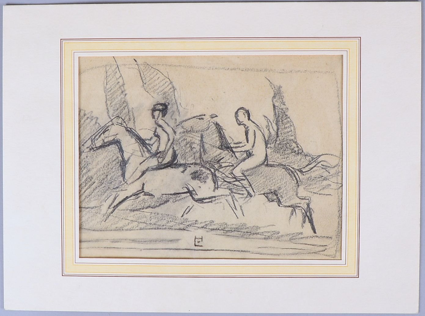 von Hofmann, Ludwig, 'Reitende Damenakte', Bleistiftzeichnung, monogr., unter PP