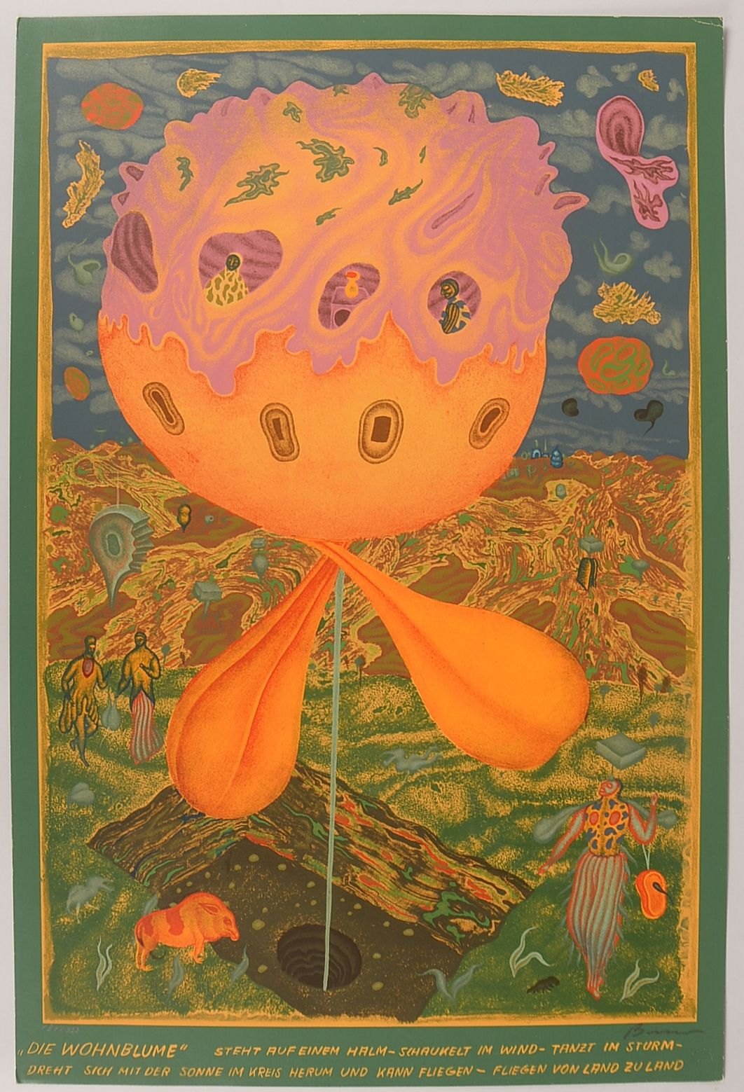 Brauer, Arik, 'Die Wohnblume', Siebdr., Aufl. '196/1.000', sign.; Blattmaße 65 x 43 cm