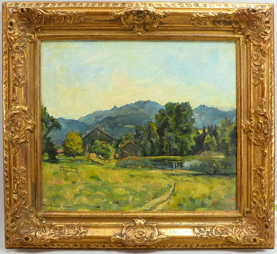 Blume, Richard, 'Grüne Landschaft', Öl/Lw, signiert; Rahmenmaße 88 x 78 cm