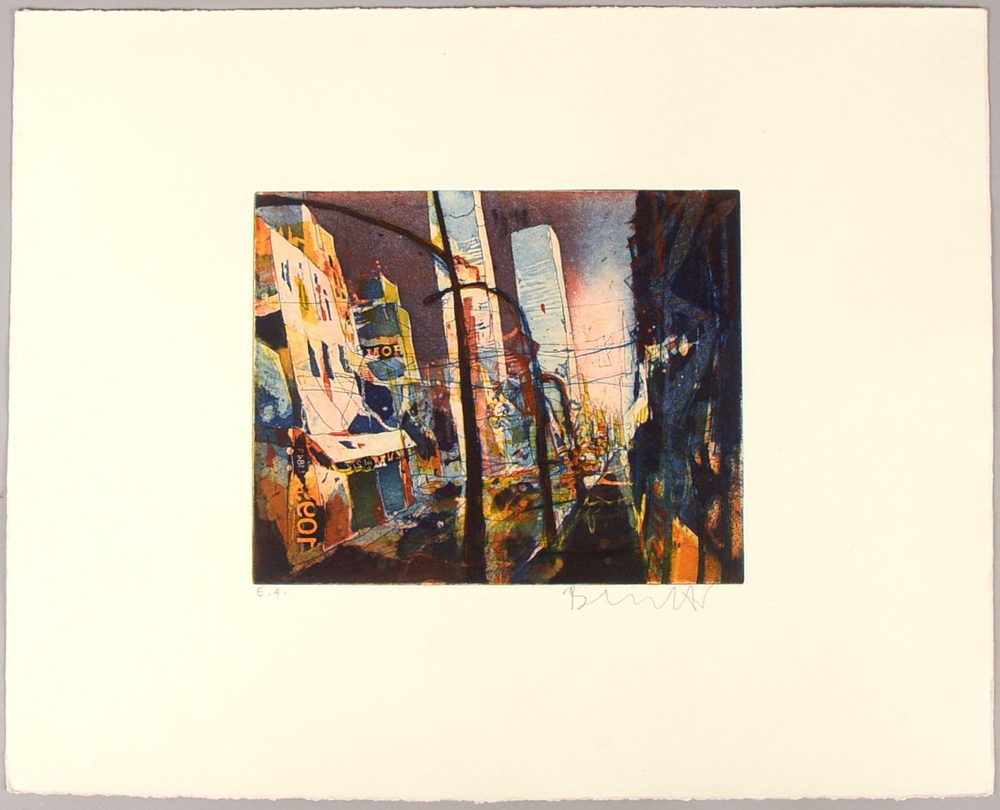 Vogel, B., 'Broadway by night', Farbrad., sign./dat., ungerahmt; Blattmaße 40 x 50 cm