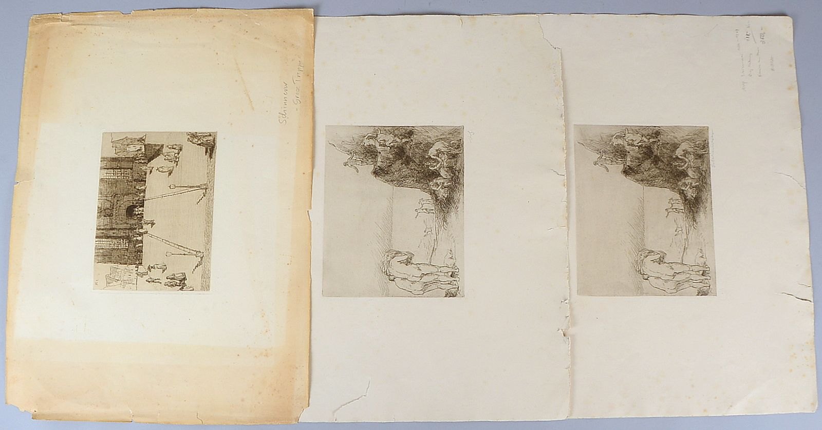 Schinnerer, Adolf, 3x Radierungen, teils sign./monogr., bet.; Blattmaße ca. 58 x 47 cm