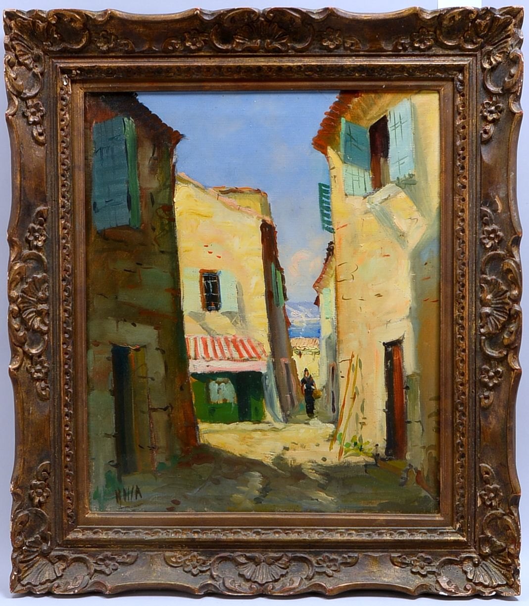 Gemälde, 'Südländische Stadt, Öl/Lw; Bildmaße 58 x 46 cm, Rahmenmaße 74 x 64 cm