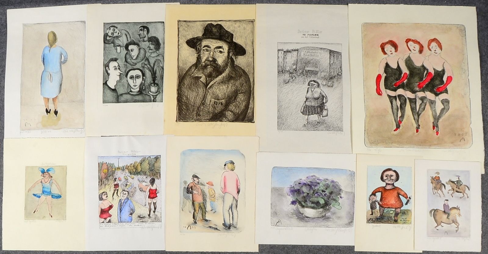 Mühlenhaupt, Kurt, 2x Radierungen und 9x Lithografien, Blätter jeweils sign., ungerahmt