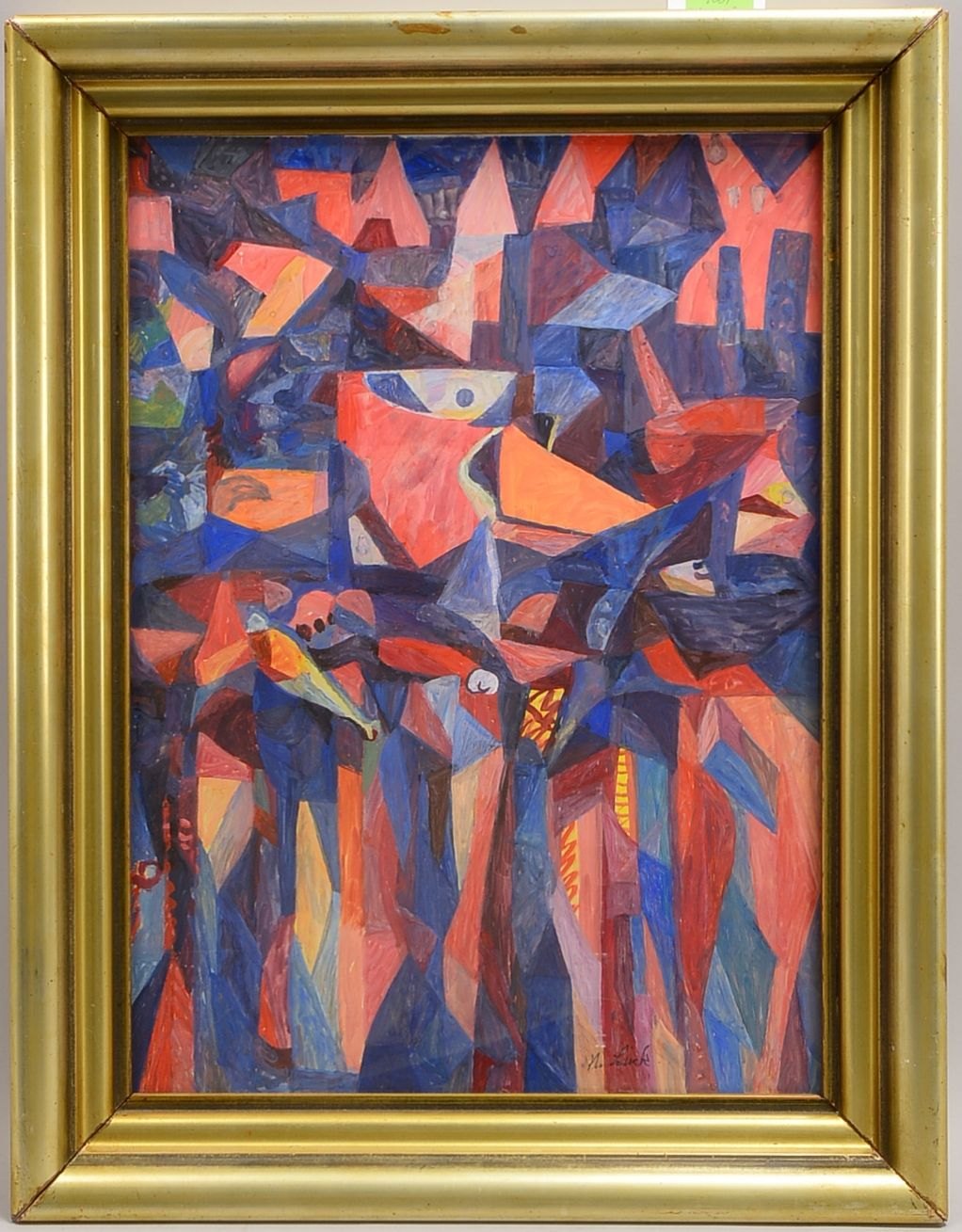 Link, Horst, 'Kubistische Komposition, Acryl/Papier, sign., hinter Glas; Maße 66 x 51 cm