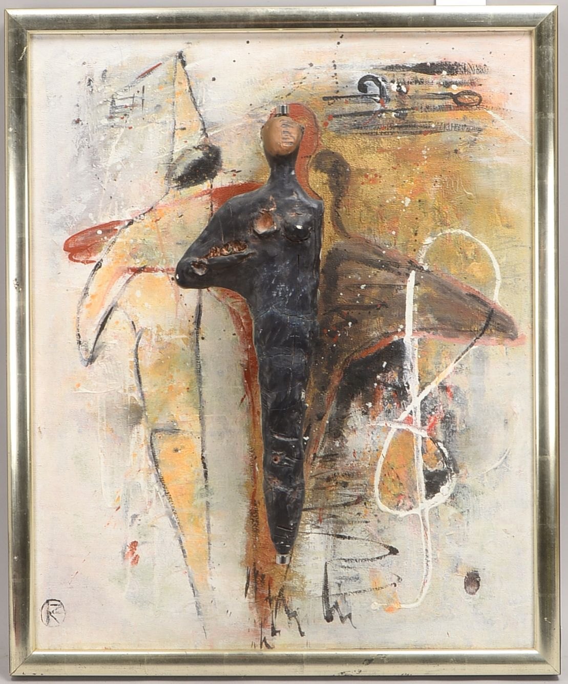 Friedrichs, Karin, 'Weltsprache Musik', Acryl/Hf, mit drehb. Figur ('Tänzerin'), monogr.