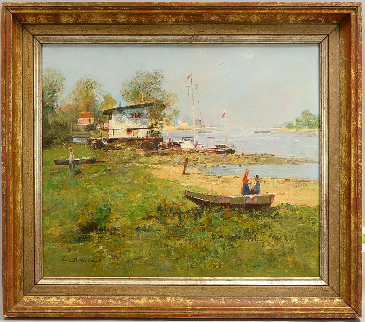 Thelen, Wilh., 'Lotsenhaus bei Ddf.', Öl/Lw, unten li. sign.; Rahmenmaße 64 x 74 cm