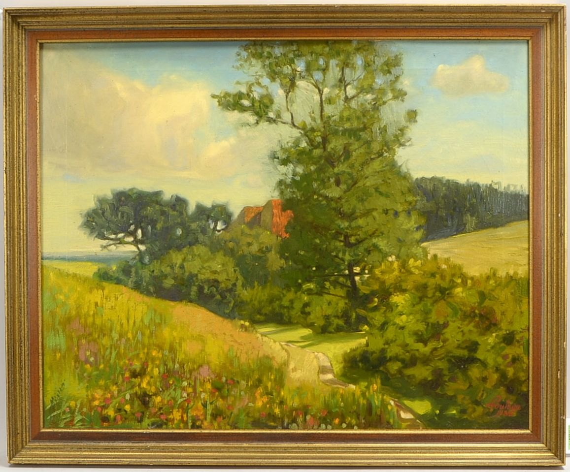 Paulsen, A., 'Frühlingswiese', Öl/Lw, unten re. sign./dat.; Rahmenmaße 69 x 84 cm