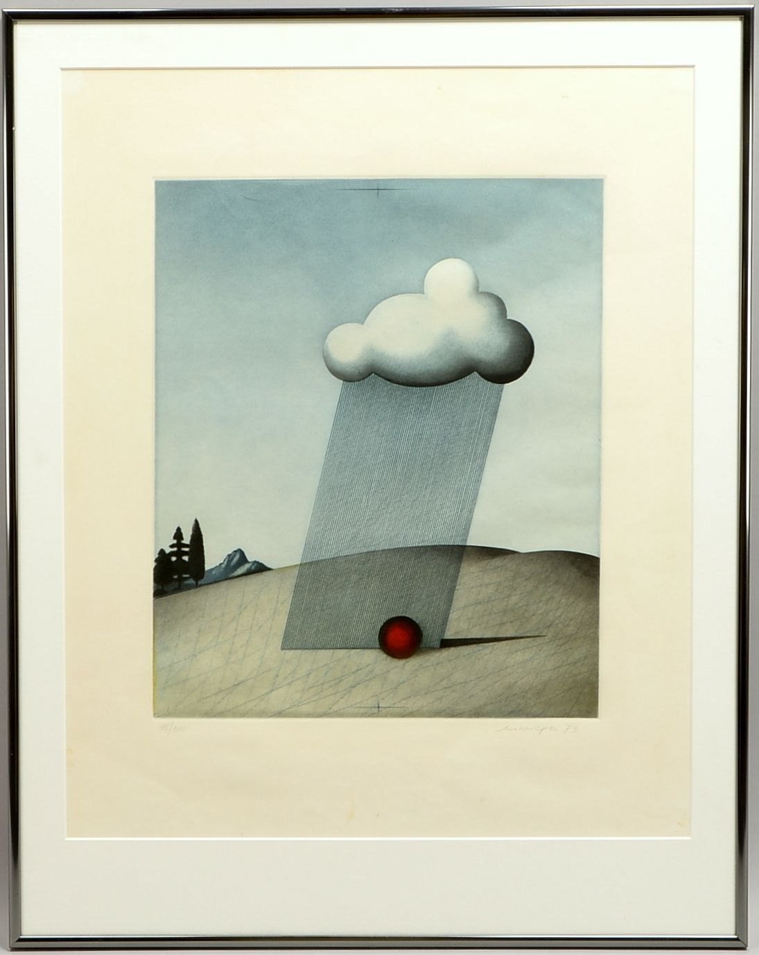 Meckseper, Friedrich, 'Regen', Farbradierung, Aufl. '95/100', sign./dat. (19)'73'