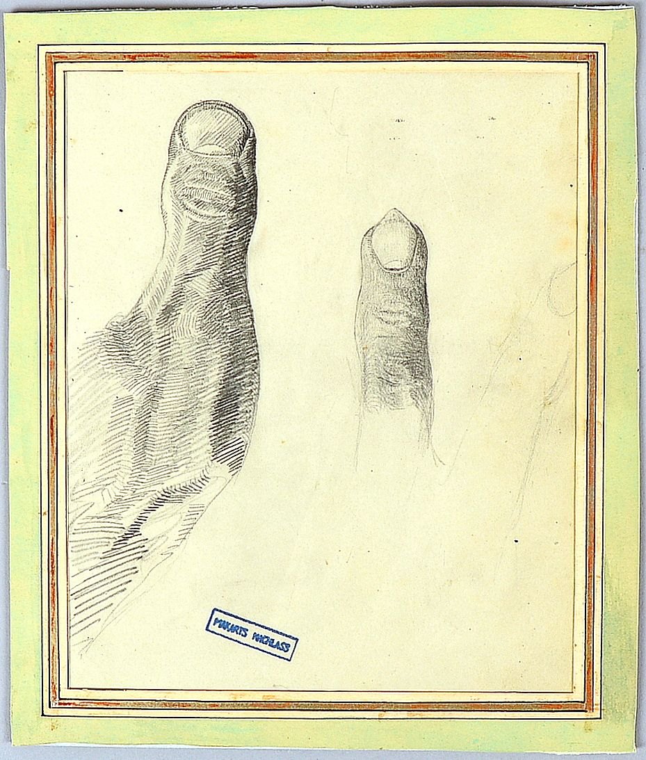 Makart, Hans, 'Finger', Bleistiftzeichnung, mit Nachlassst., unter PP; Maße ca. 22 x 16 cm