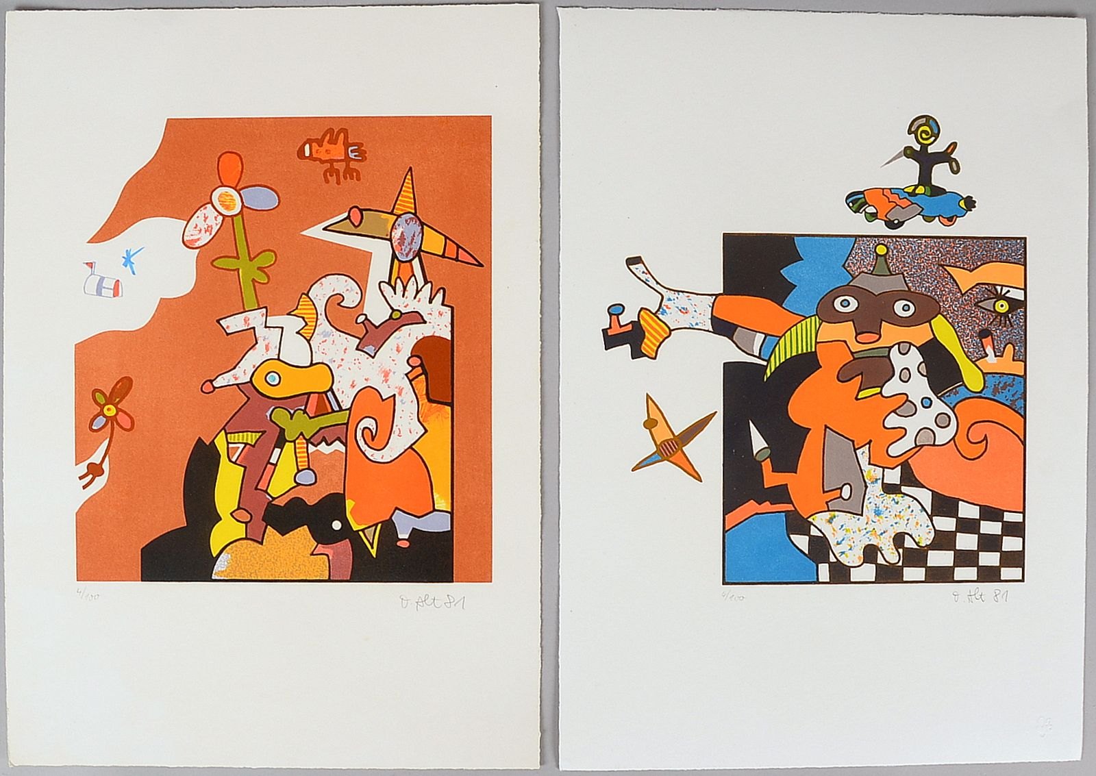 Alt, Otmar, 2 Farblithogr., 'Pärchen', Aufl. 100 Exemplare, numm., handsign./dat. '1981'