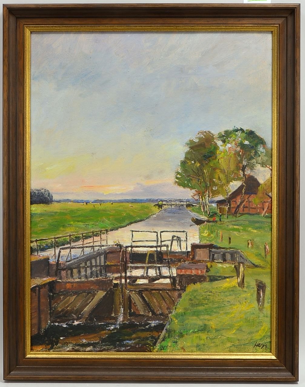 Huys, Bernhard, 'Torfkanal', Öl auf Malkarton, unten re. sign.; Rahmenmaße 73,5 x 58 cm