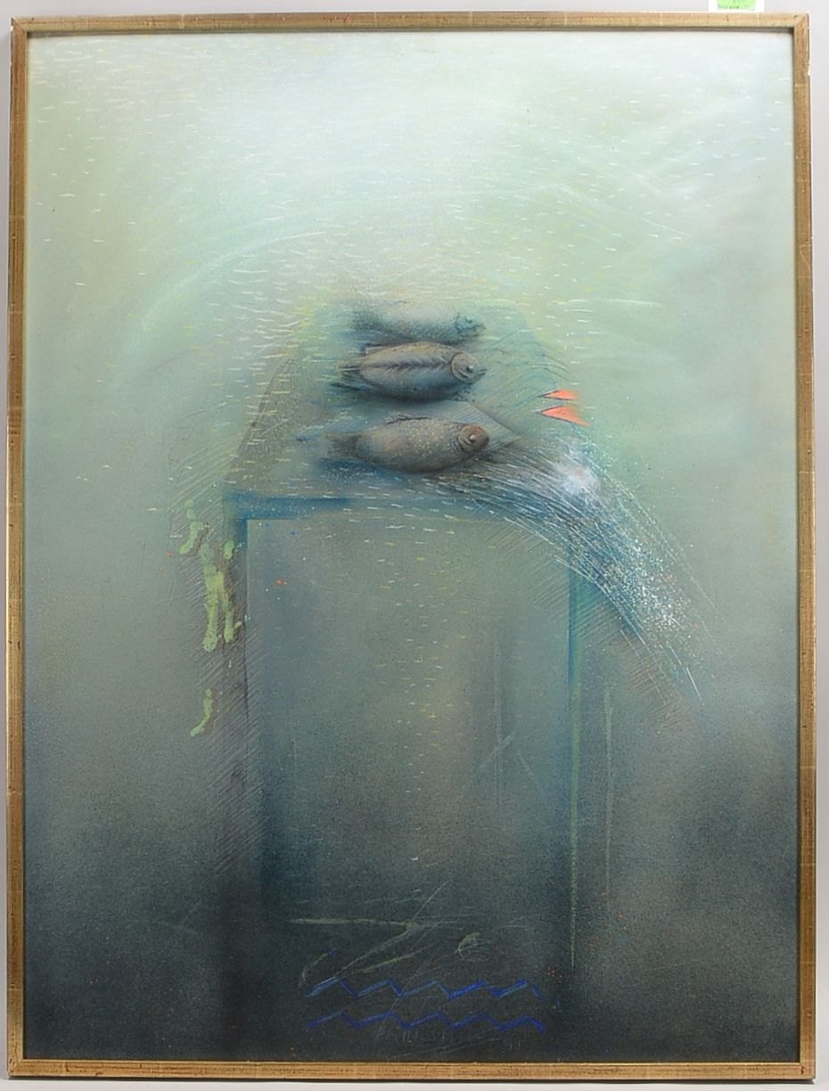 Schmidt-Stein, Michael, 'Tischstillleben...', Kohlezeichnung und Pastell, sign./dat.