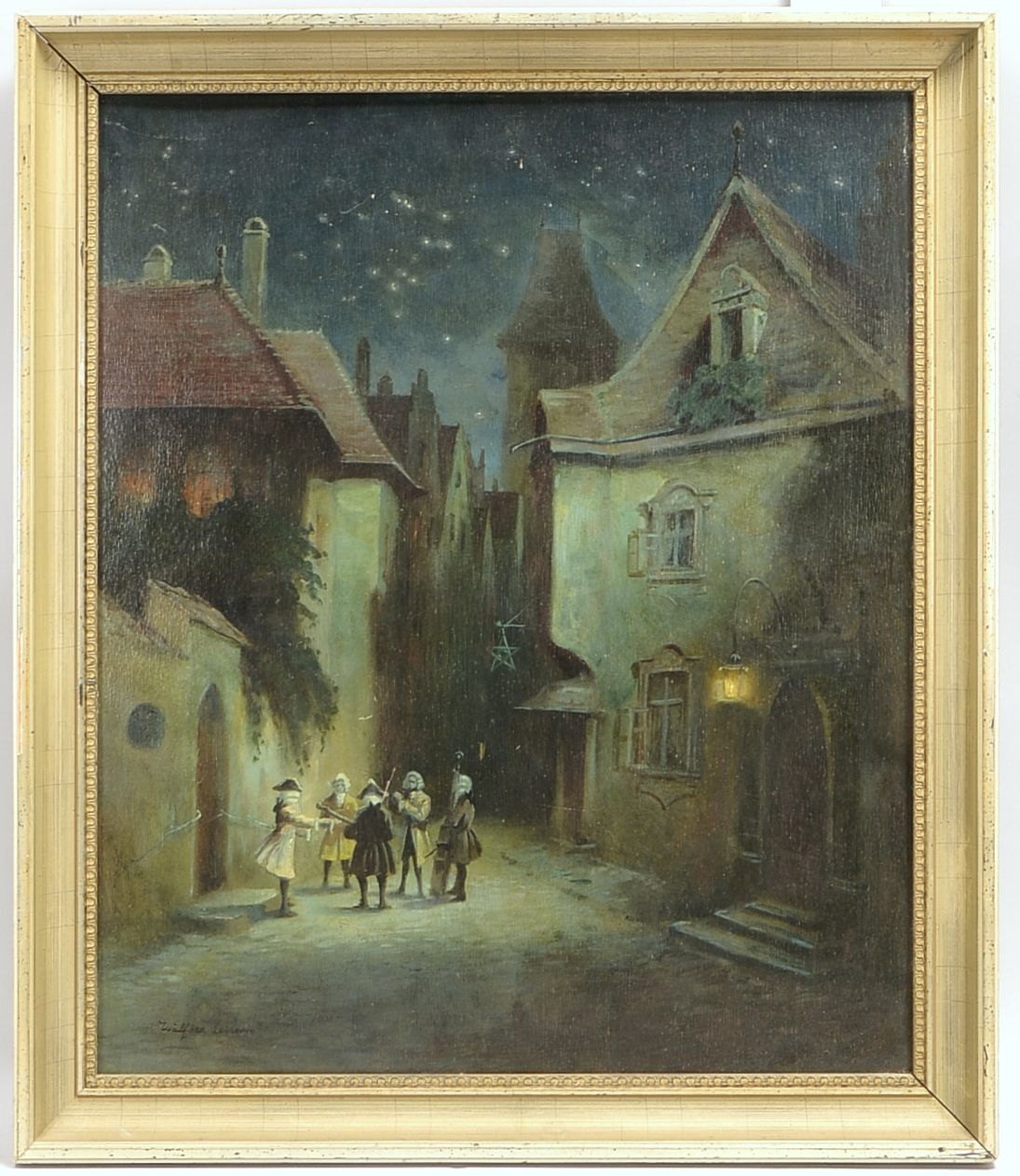 Lettau, Walfried, 'Nächtl. Ständchen', Öl/Holz, unten li. sign.; Rahmenmaße 68 x 58 cm