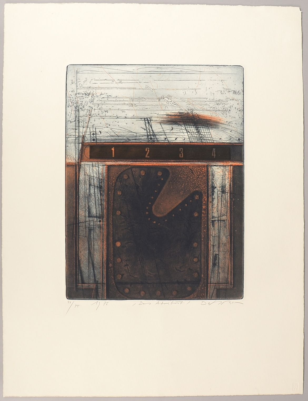 Dahmen, K.F., 'Das Attribut', Farbrad., handsign./dat. '1976'; Blattmaße ca. 70 x 53 cm