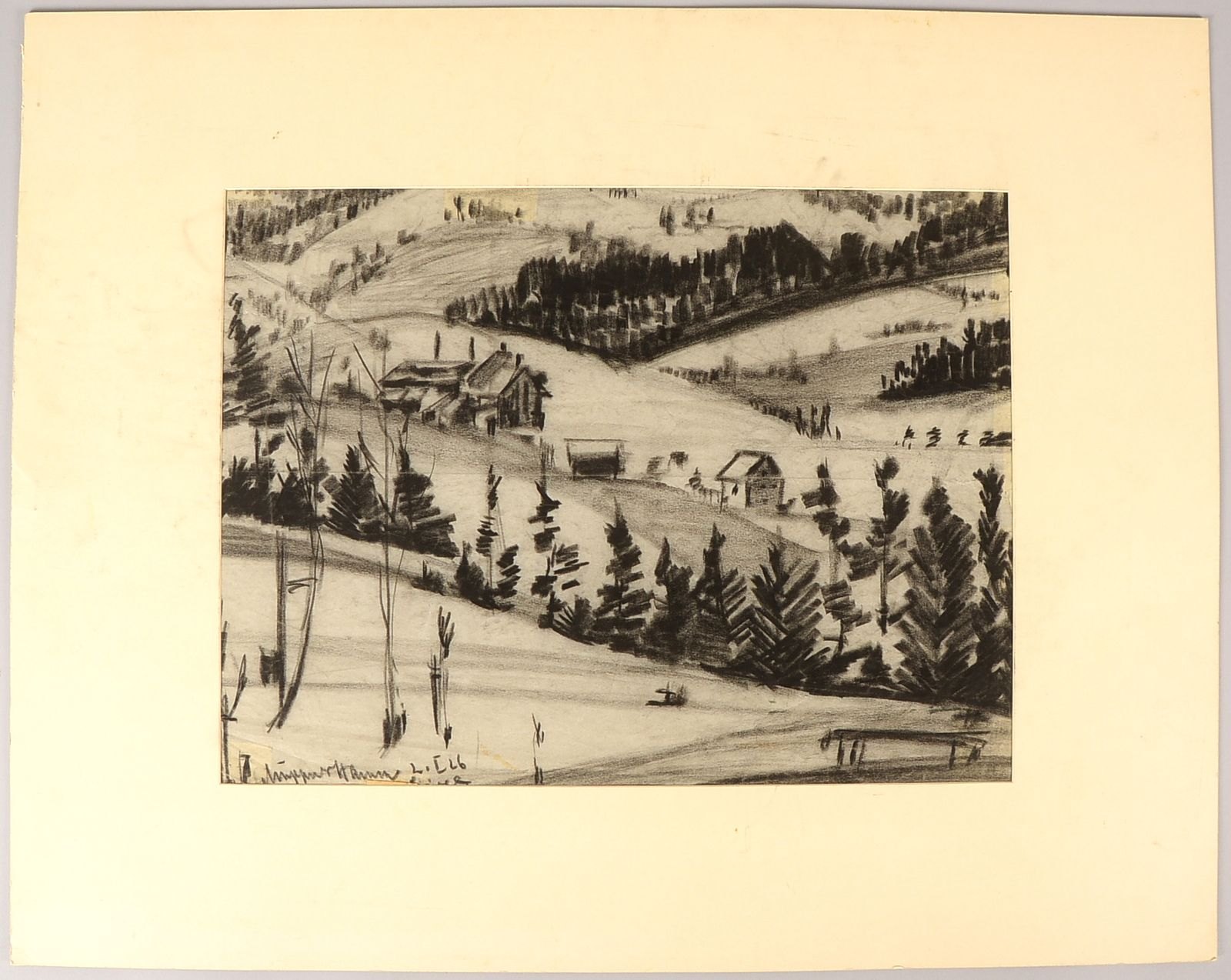 Schuppner-Hamm, Robert, 'L. Elb Erz-Gebirge', Kohle/Papier, unten li. sign. und bet.